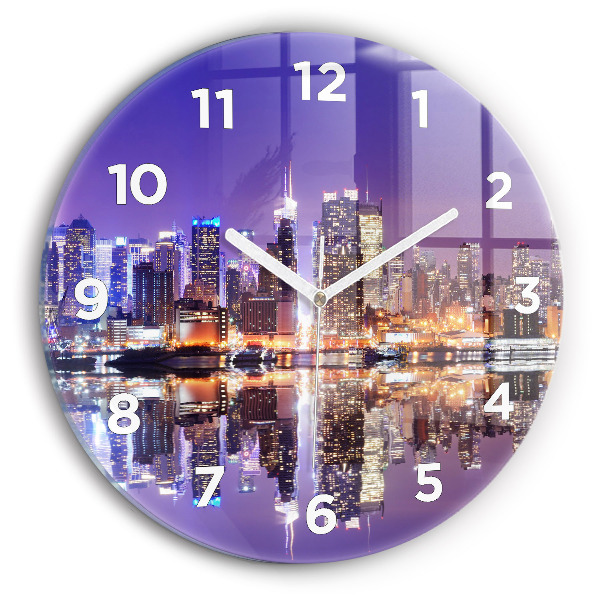 Reloj de cristal redondo Nueva York de noche