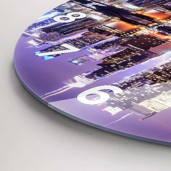 Reloj de cristal redondo Nueva York de noche