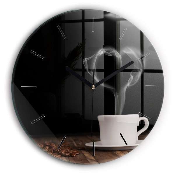 Reloj de pared redondo Taza de café caliente