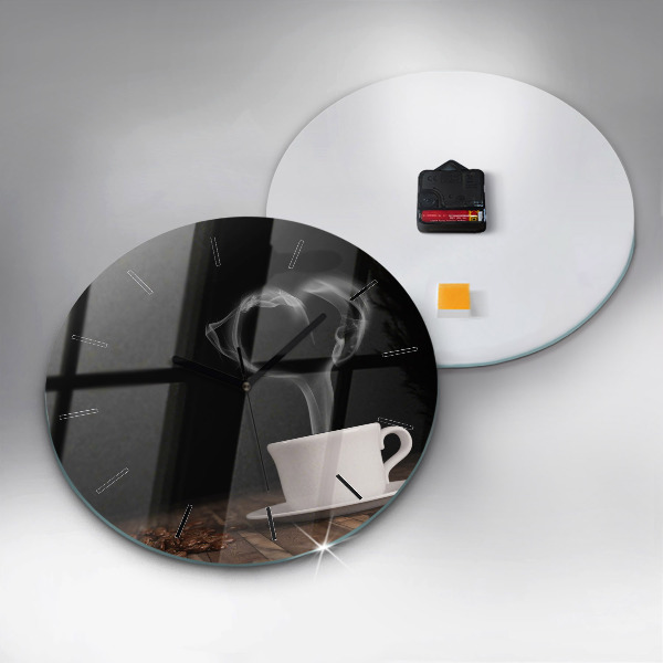 Reloj de pared redondo Taza de café caliente