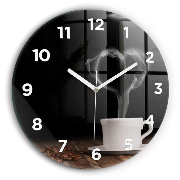 Reloj de pared redondo Taza de café caliente