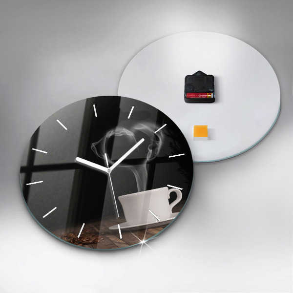 Reloj de pared redondo Taza de café caliente