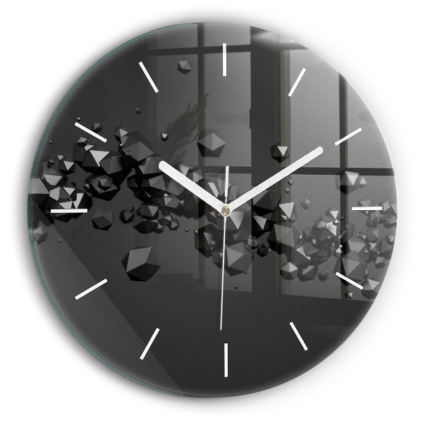 Reloj de cristal redondo Abstracción negra