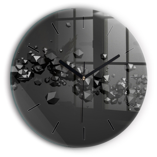 Reloj de cristal redondo Abstracción negra