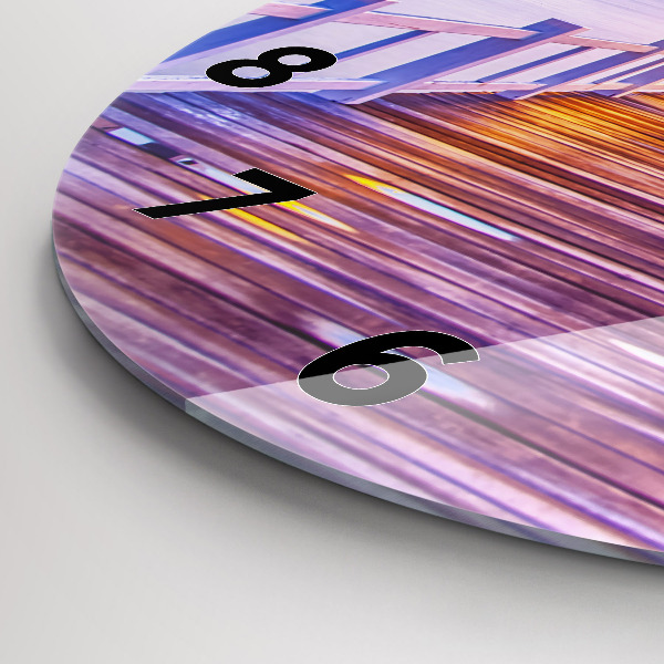 Reloj de pared redondo Puente en el puerto al atardecer