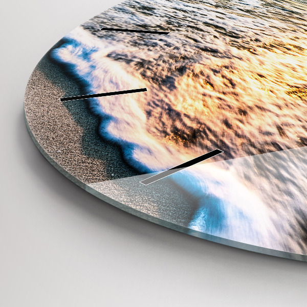 Reloj de cristal redondo Playa, mar y arena