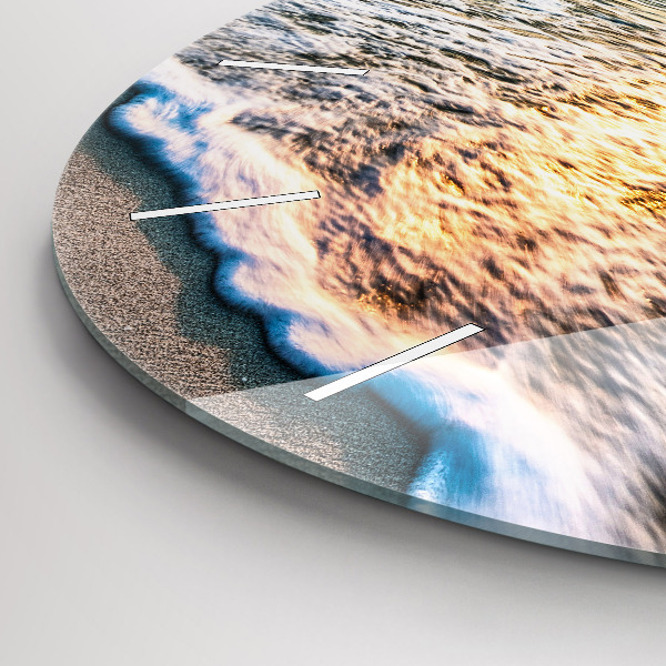 Reloj de cristal redondo Playa, mar y arena