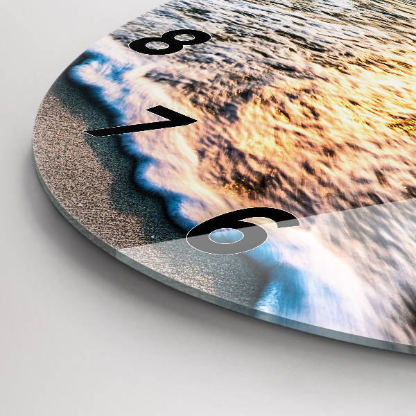 Reloj de cristal redondo Playa, mar y arena