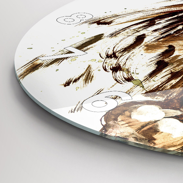 Reloj de cristal redondo Ilustración de un león marrón