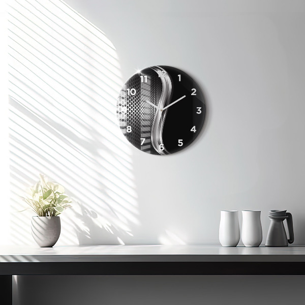 Reloj redondo pared Abstracción de metal negro