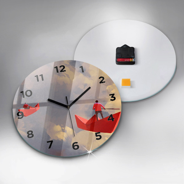 Reloj redondo pared Barcos de papel