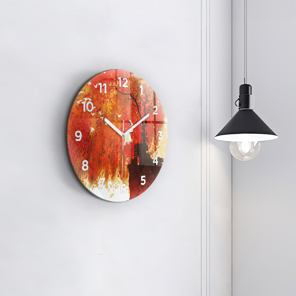 Reloj de cristal redondo Novia en otoño