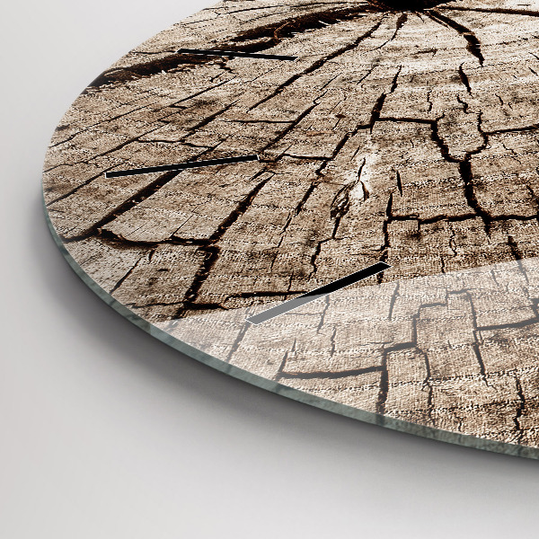 Reloj de cristal redondo Viejo tronco de madera