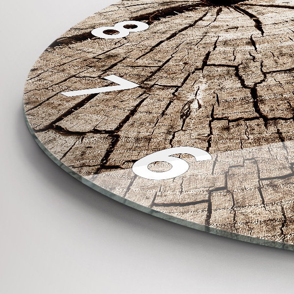 Reloj de cristal redondo Viejo tronco de madera