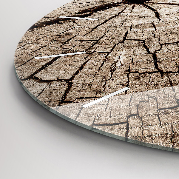 Reloj de cristal redondo Viejo tronco de madera