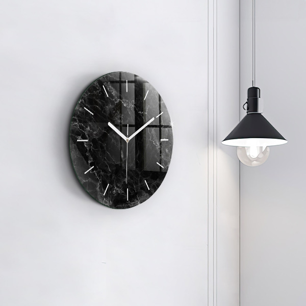 Reloj redondo pared Mármol oscuro