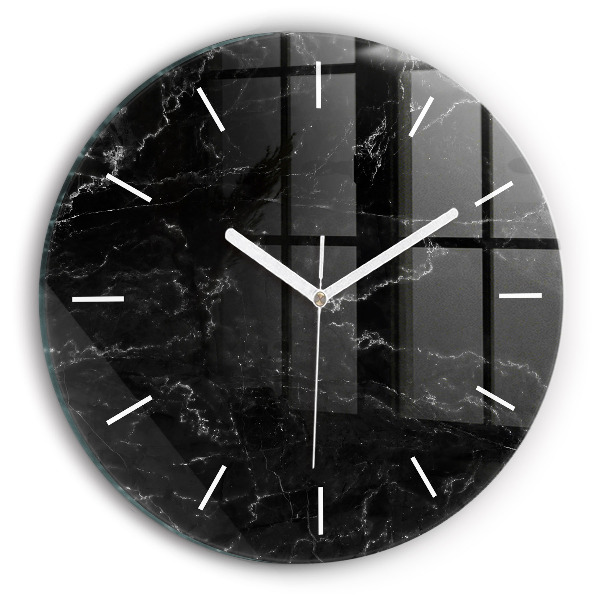 Reloj de pared redondo Mármol negro