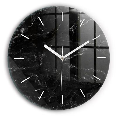 Reloj de pared redondo Mármol negro