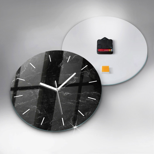 Reloj de pared redondo Mármol negro