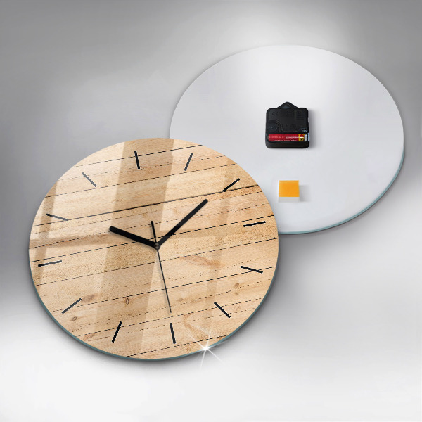 Reloj de cristal redondo Tablas de madera