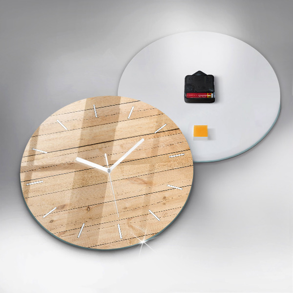 Reloj de cristal redondo Tablas de madera