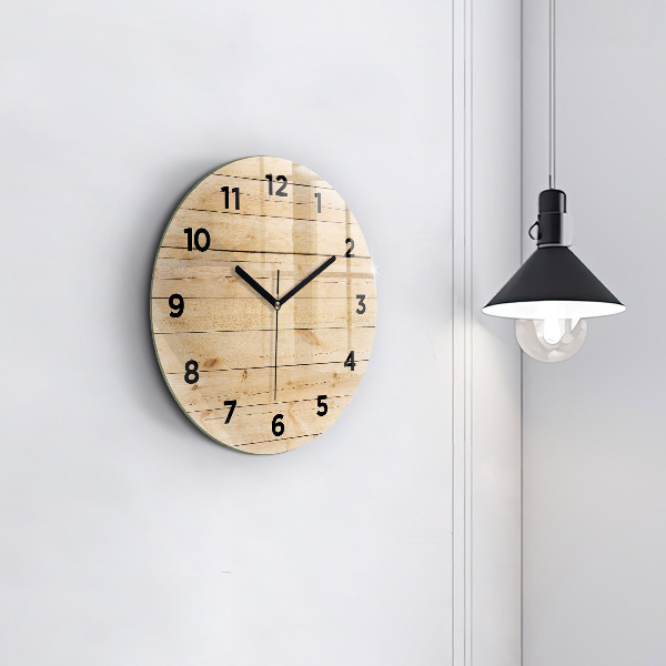Reloj de cristal redondo Tablas de madera
