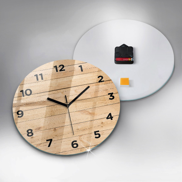 Reloj de cristal redondo Tablas de madera