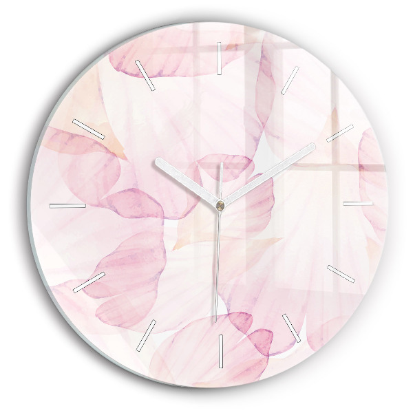 Reloj de cristal redondo Pétalos de acuarela