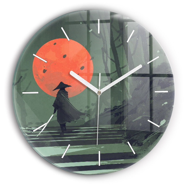 Reloj de cristal redondo Samurai en el bosque