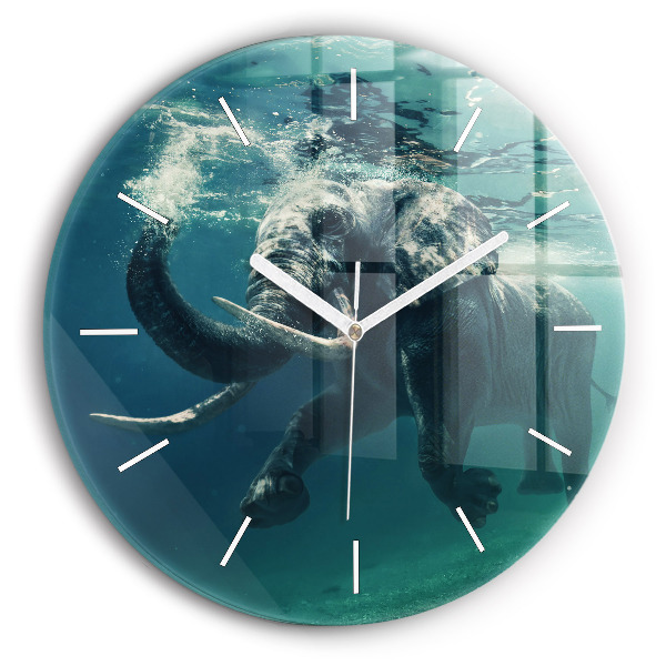 Reloj de pared redondo Elefante flotante en el océano