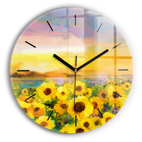 Reloj redondo pared Campo de girasoles
