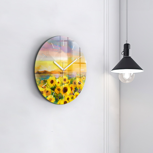 Reloj redondo pared Campo de girasoles