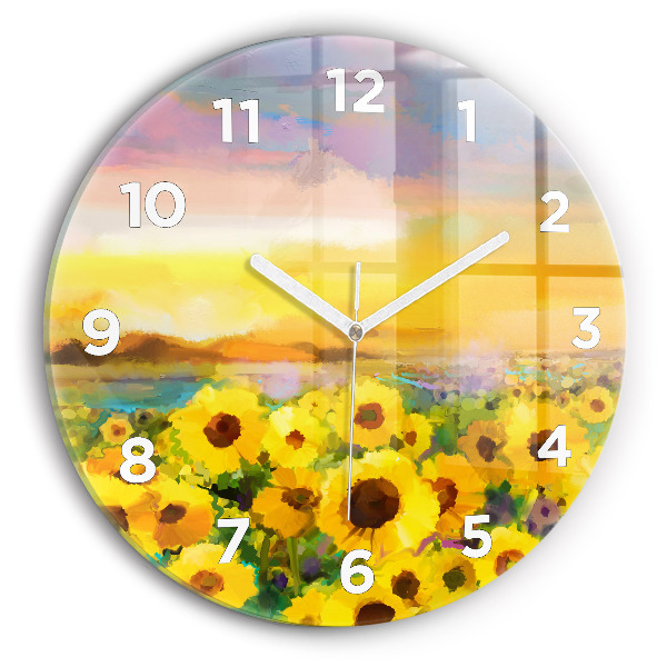 Reloj redondo pared Campo de girasoles