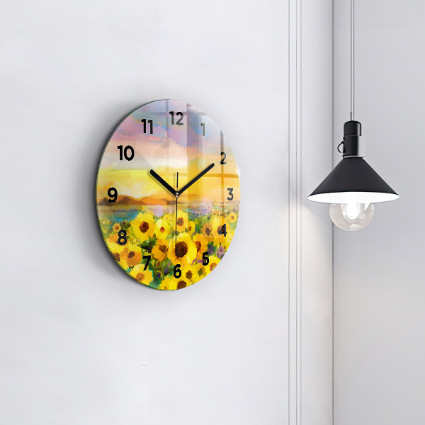 Reloj redondo pared Campo de girasoles