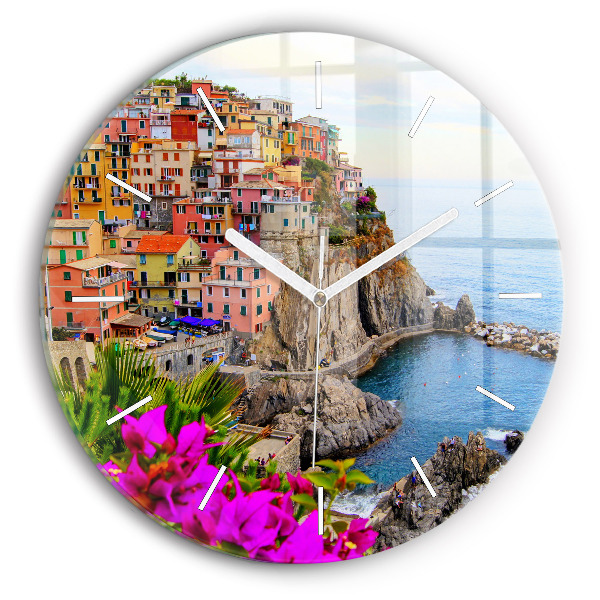 Reloj de pared redondo Costa de Cinque Terre
