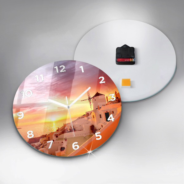 Reloj redondo pared Antiguo molino de viento en Santorini