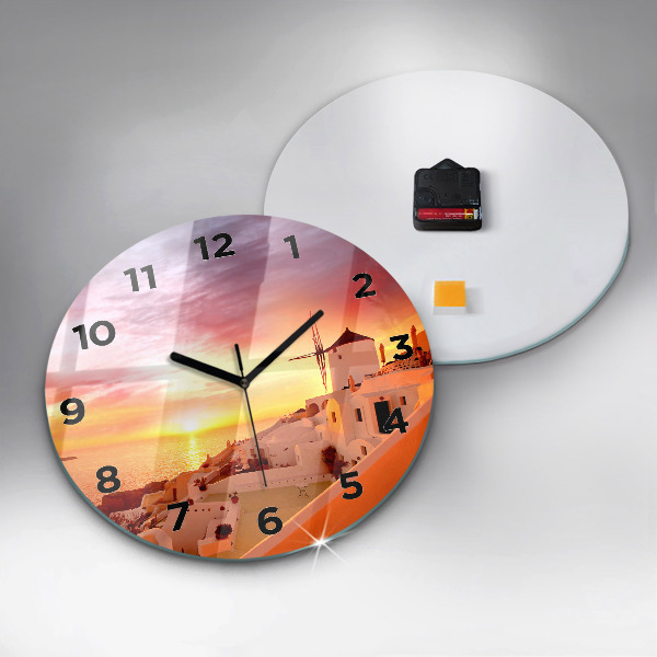 Reloj redondo pared Antiguo molino de viento en Santorini
