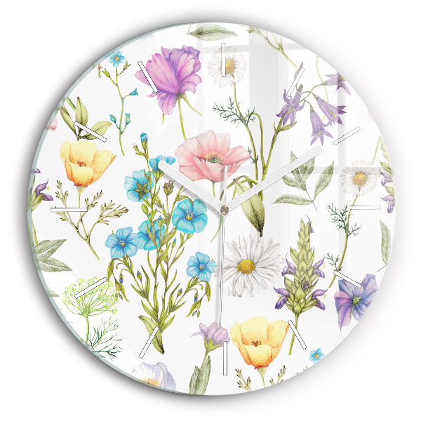 Reloj de cristal redondo Composición de flores