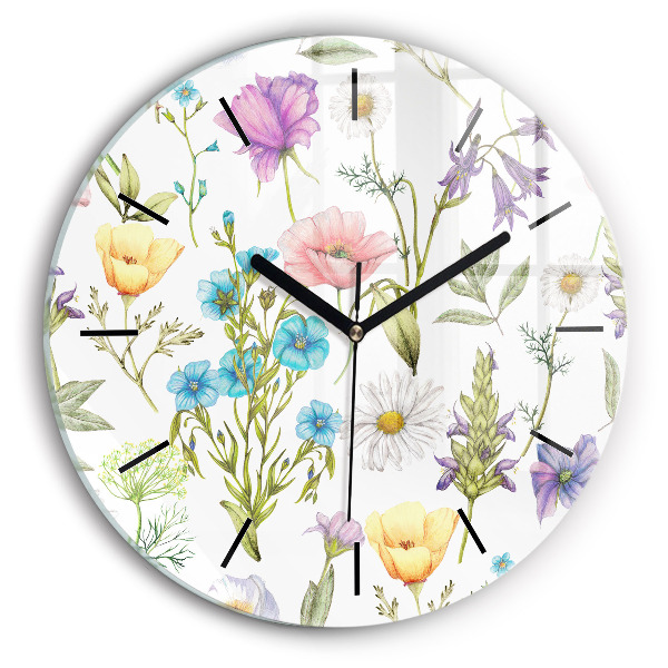 Reloj de cristal redondo Composición de flores