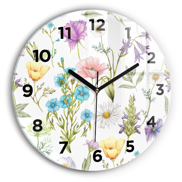 Reloj de cristal redondo Composición de flores