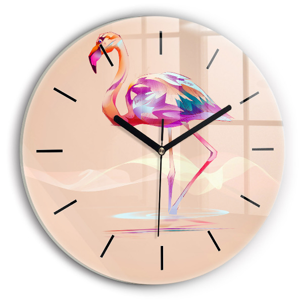 Reloj de cristal redondo Ilustración de un flamenco