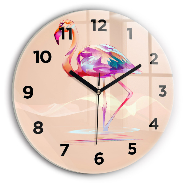 Reloj de cristal redondo Ilustración de un flamenco