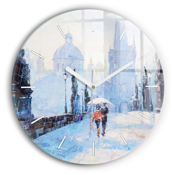 Reloj de cristal redondo Arte al óleo
