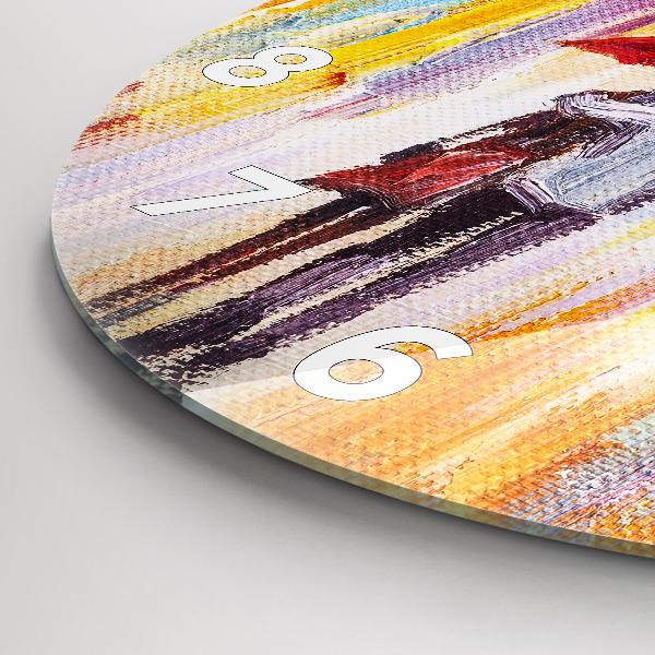 Reloj redondo pared Pareja bajo la lluvia