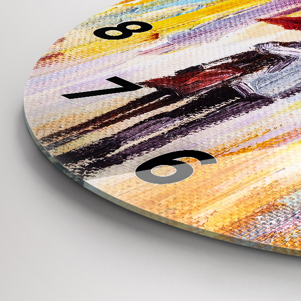 Reloj redondo pared Pareja bajo la lluvia