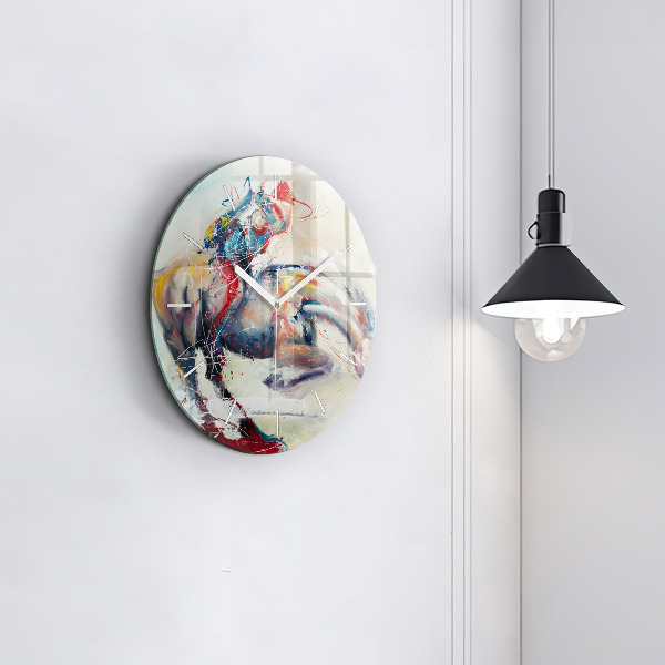 Reloj redondo pared Ilustración Caballos al galope