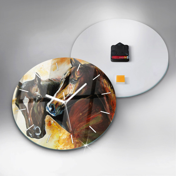 Reloj de pared redondo Dos caballos pintados