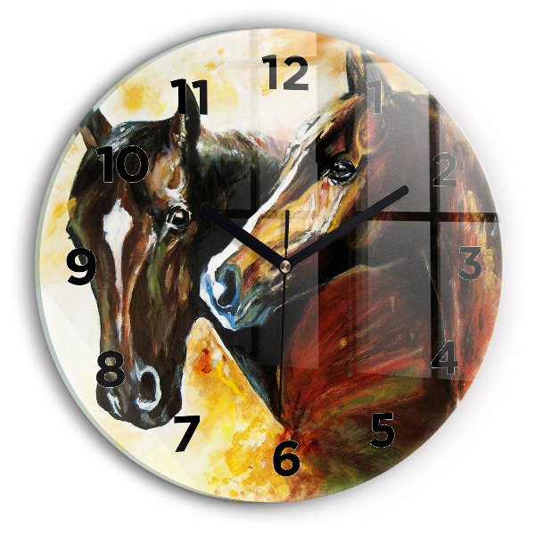 Reloj de pared redondo Dos caballos pintados