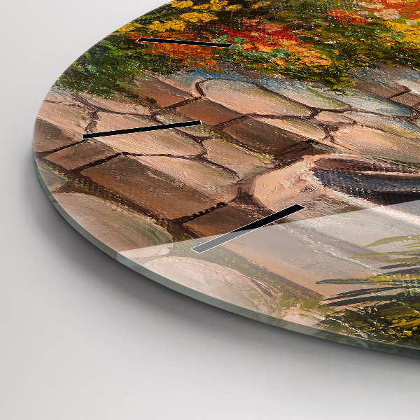 Reloj de pared redondo Composición al óleo en un bosque