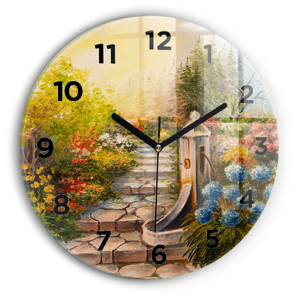 Reloj de pared redondo Composición al óleo en un bosque